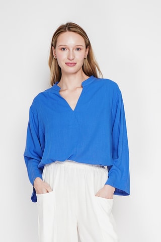 Blusa in lino - Blu