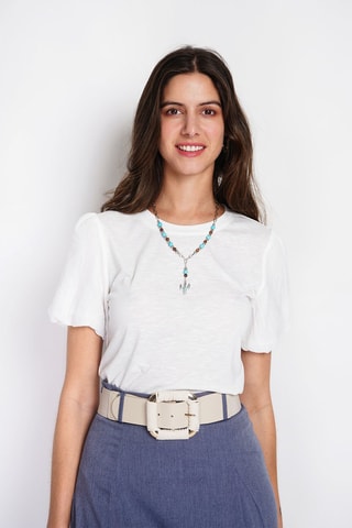 T-shirt in lino - Bianco