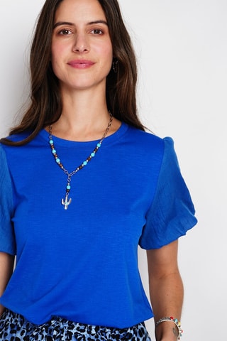 T-shirt in lino - Blu