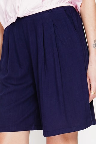 Bermuda in lino - Bianco - Navy