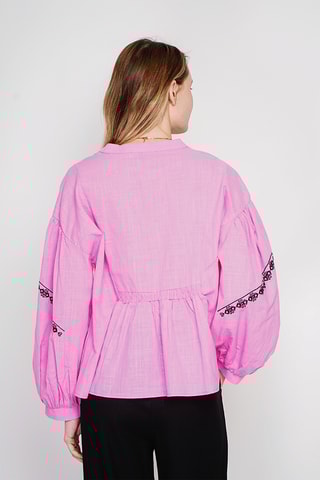Blusa in lino - Celeste - Rosa