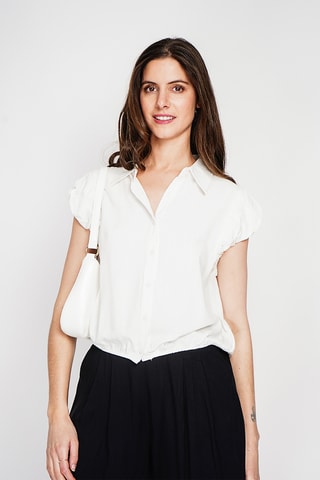 Camicia in lino - Indaco - Bianco