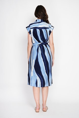 Abito a camicia in lino - Blu