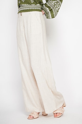 Pantaloni taglio ampio in lino - Beige