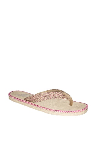 Tongs tressées - Fuchsia et beige