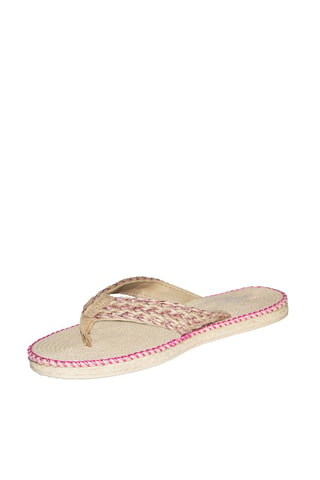 Tongs tressées - Fuchsia et beige