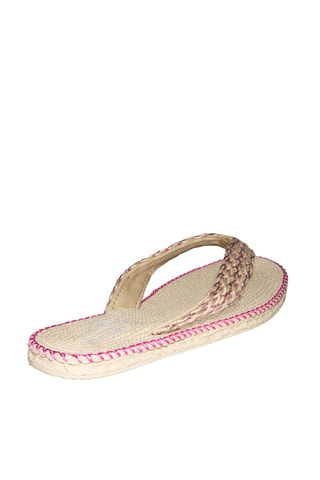 Tongs tressées - Fuchsia et beige