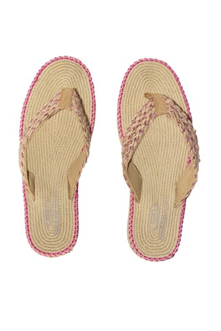 Tongs tressées - Fuchsia et beige