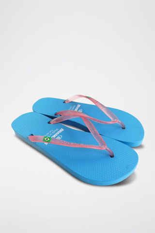 Tongs - 
Bleu et rose