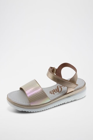 Sandales compensées - Blanc et doré