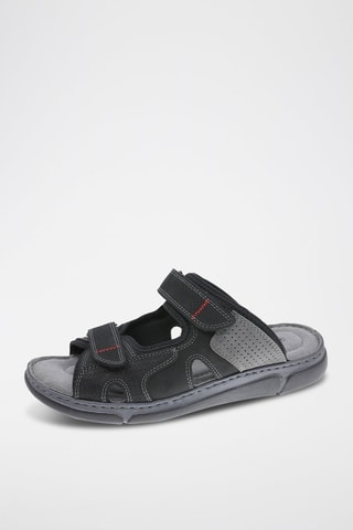 Mules en nubuck - Noir et gris