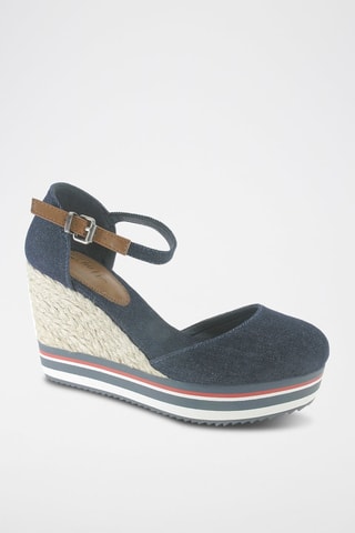 Espadrilles compensées en jean - Bleu
