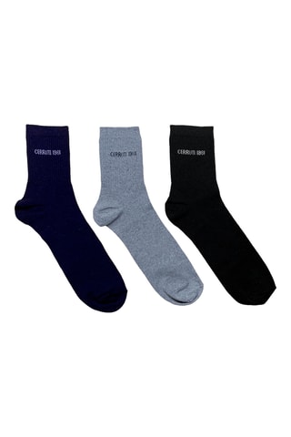 3 pares de meias - Azul-marinho, cinzento-claro mesclado e preto - Cerruti 1881