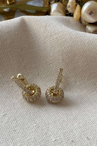 Orecchini a cerchio - Dorato e bianco