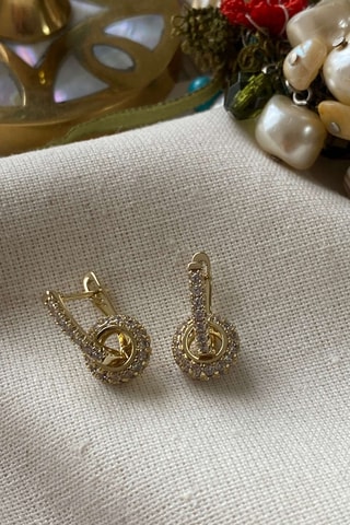 Orecchini a cerchio - Dorato e bianco