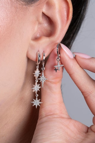 3 orecchini a cerchio - Argentato