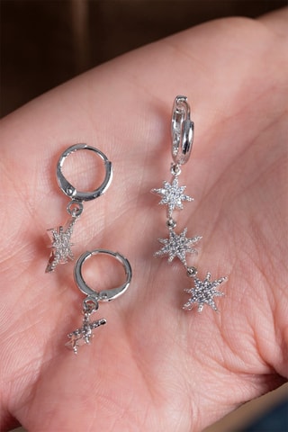 3 orecchini a cerchio - Argentato