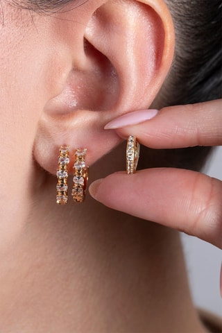 3 orecchini a cerchio - Dorato