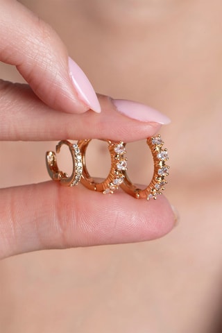 3 orecchini a cerchio - Dorato