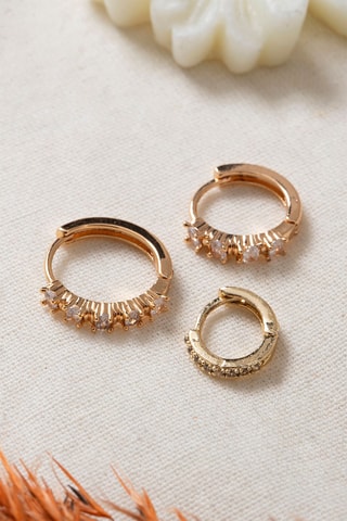 3 orecchini a cerchio - Dorato