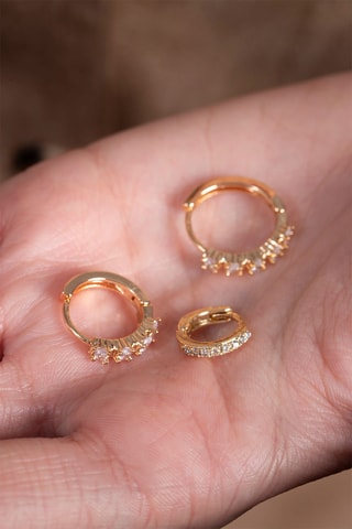 3 orecchini a cerchio - Dorato