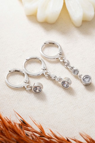 3 orecchini a cerchio - Argentato