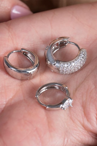 3 orecchini a cerchio - Argentato