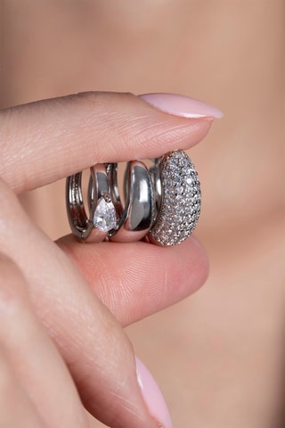 3 orecchini a cerchio - Argentato