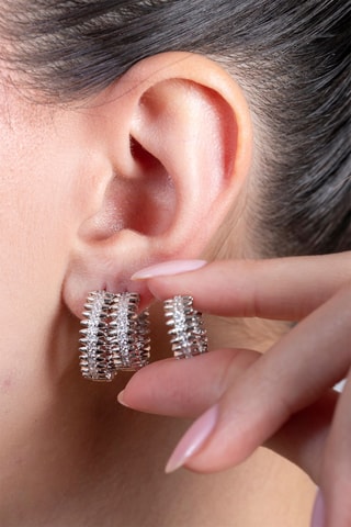 3 orecchini a cerchio - Argentato