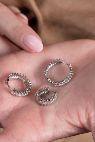 3 orecchini a cerchio - Argentato