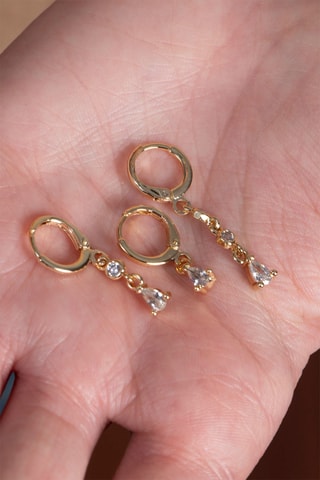 3 orecchini a cerchio - Dorato