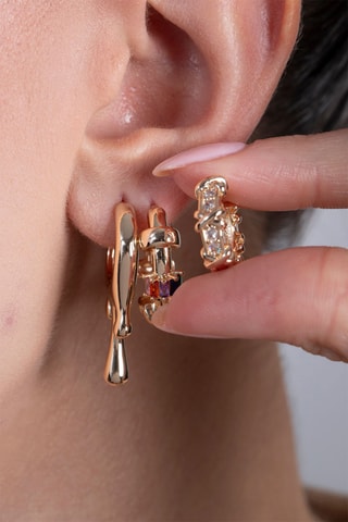 3 orecchini a cerchio - Dorato