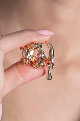 3 orecchini a cerchio - Dorato