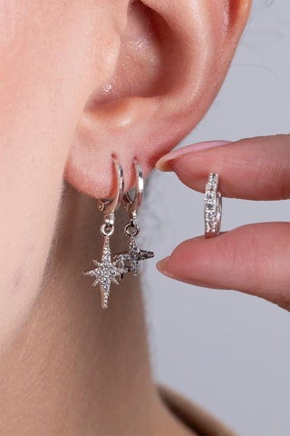 3 orecchini a cerchio - Argentato