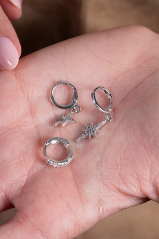 3 orecchini a cerchio - Argentato
