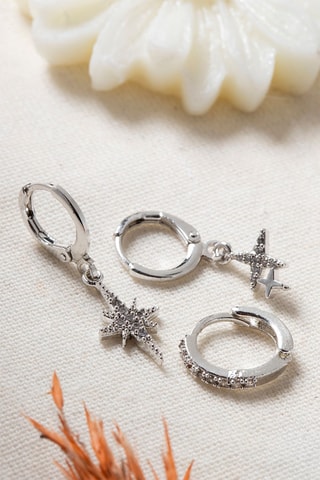 3 orecchini a cerchio - Argentato