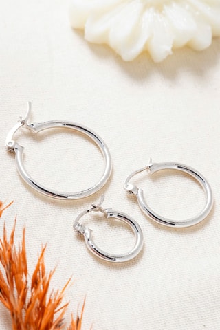 3 orecchini a cerchio - Argentato