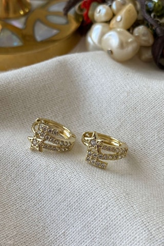 Orecchini a cerchio - Dorato e bianco