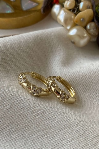 Orecchini a cerchio - Dorato e bianco