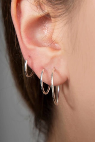 3 orecchini a cerchio - Argentato