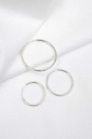 3 orecchini a cerchio - Argentato