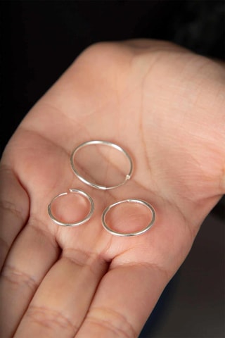 3 orecchini a cerchio - Argentato