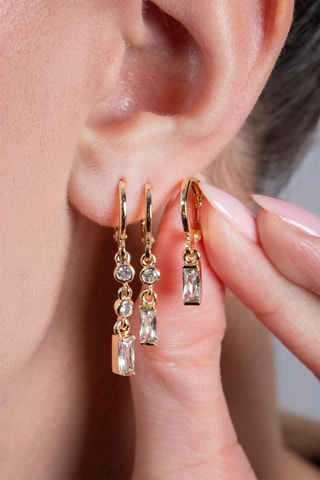 3 orecchini a cerchio - Dorato