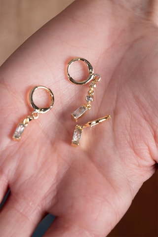 3 orecchini a cerchio - Dorato