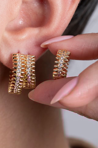 3 orecchini a cerchio - Dorato