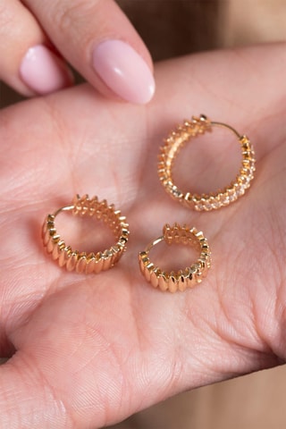 3 orecchini a cerchio - Dorato