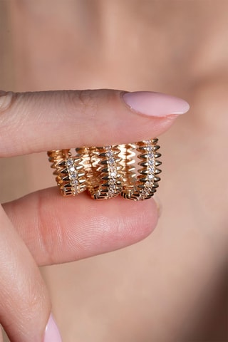 3 orecchini a cerchio - Dorato