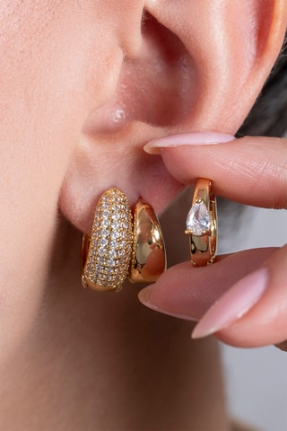 3 orecchini a cerchio - Dorato