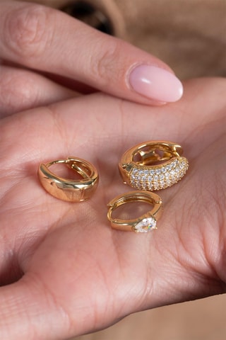 3 orecchini a cerchio - Dorato