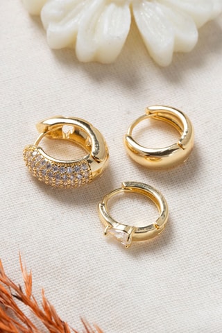 3 orecchini a cerchio - Dorato